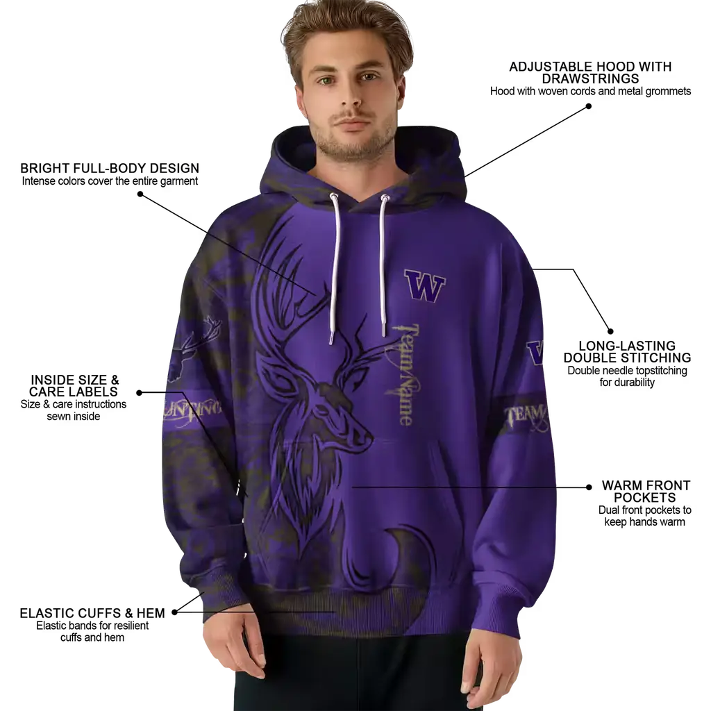 customized washington huskies deer silhouette purple hoodie latest model customized washington huskies deer silhouette purple hoodie latest model