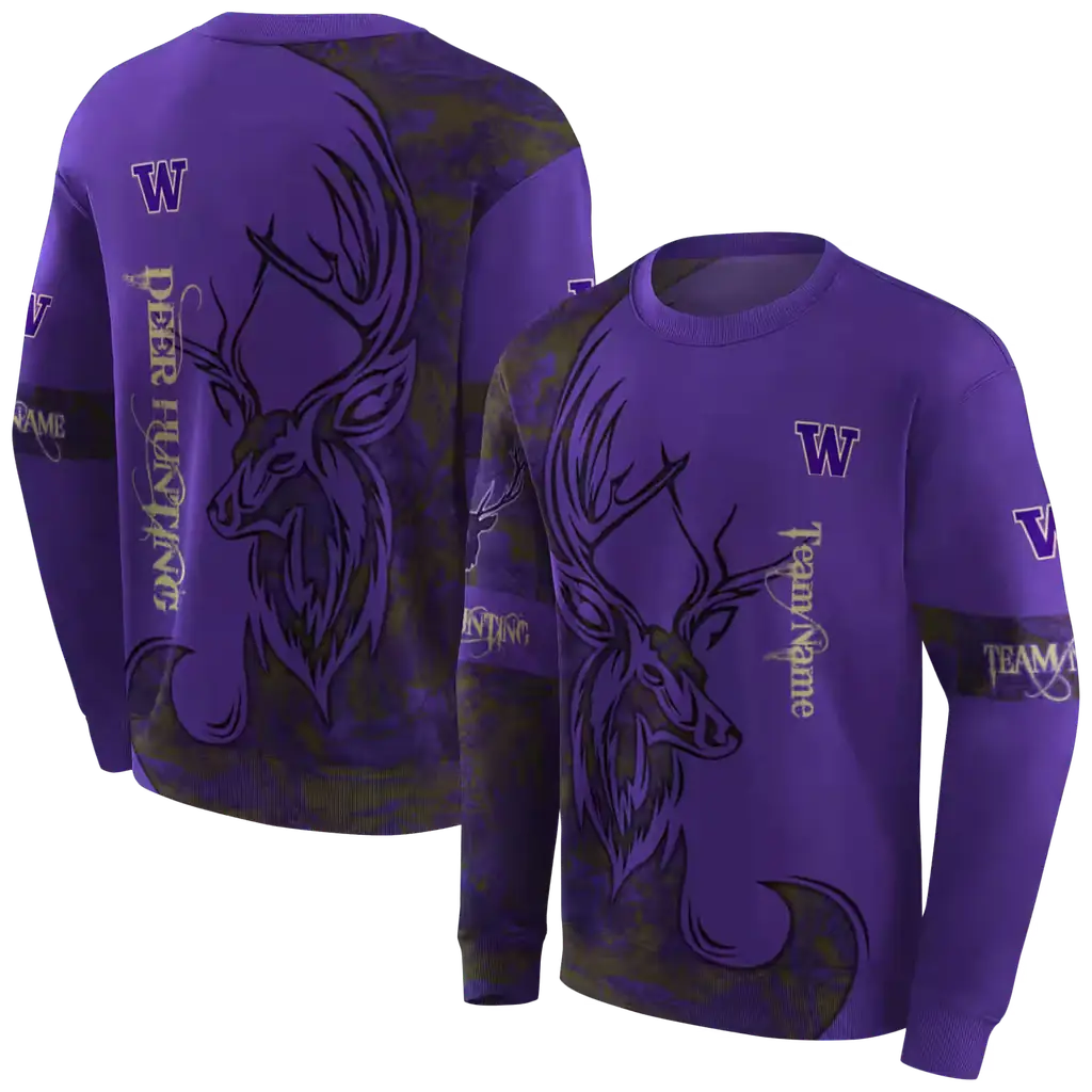 customized washington huskies deer silhouette purple hoodie premium grade customized washington huskies deer silhouette purple hoodie premium grade