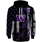 customized washington huskies distressed flag purple black hoodie best selling