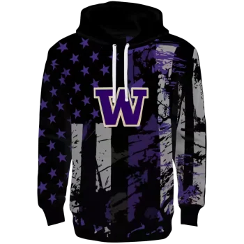 customized washington huskies distressed flag purple black hoodie best selling