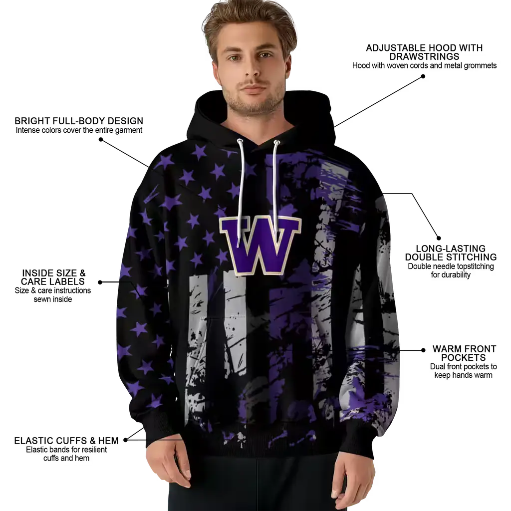 customized washington huskies distressed flag purple black hoodie latest model customized washington huskies distressed flag purple black hoodie latest model