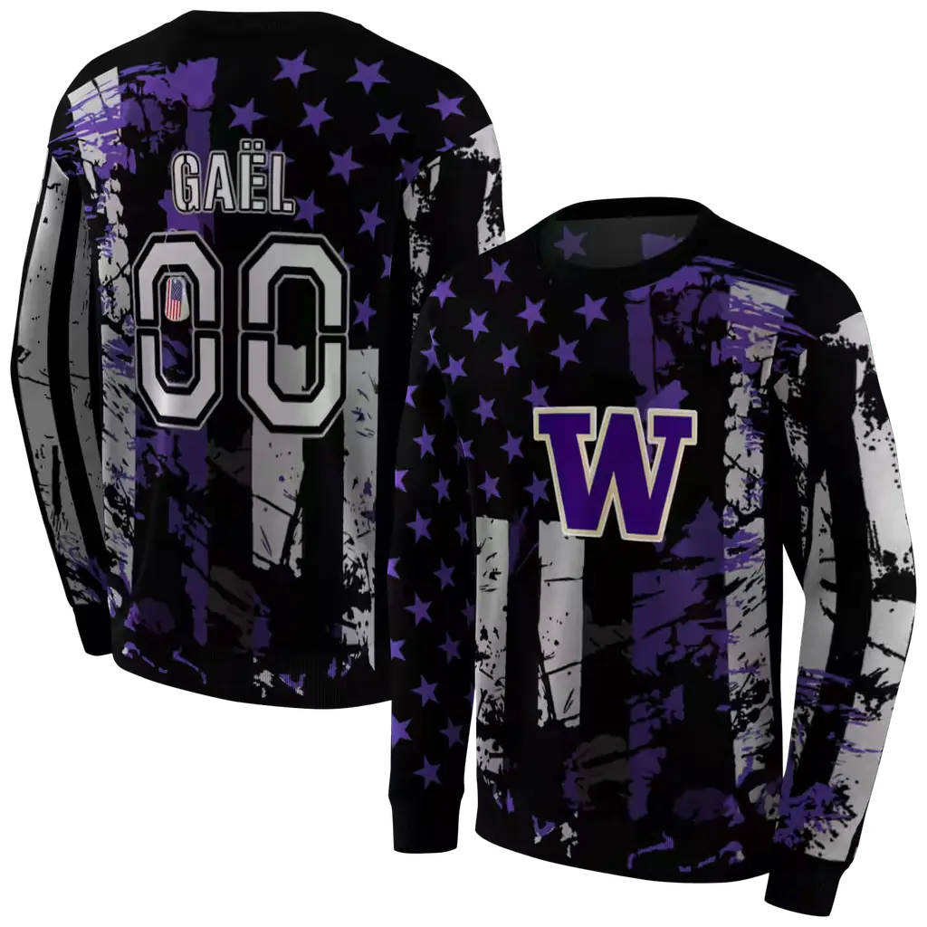 customized washington huskies distressed flag purple black hoodie premium grade customized washington huskies distressed flag purple black hoodie premium grade