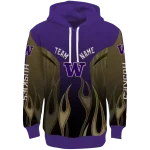 customized washington huskies flame design purple hoodie best selling