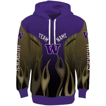 customized washington huskies flame design purple hoodie best selling