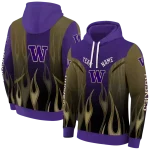 customized washington huskies flame design purple hoodie best selling