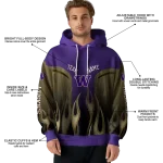 customized washington huskies flame design purple hoodie best selling
