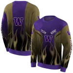 customized washington huskies flame design purple hoodie best selling