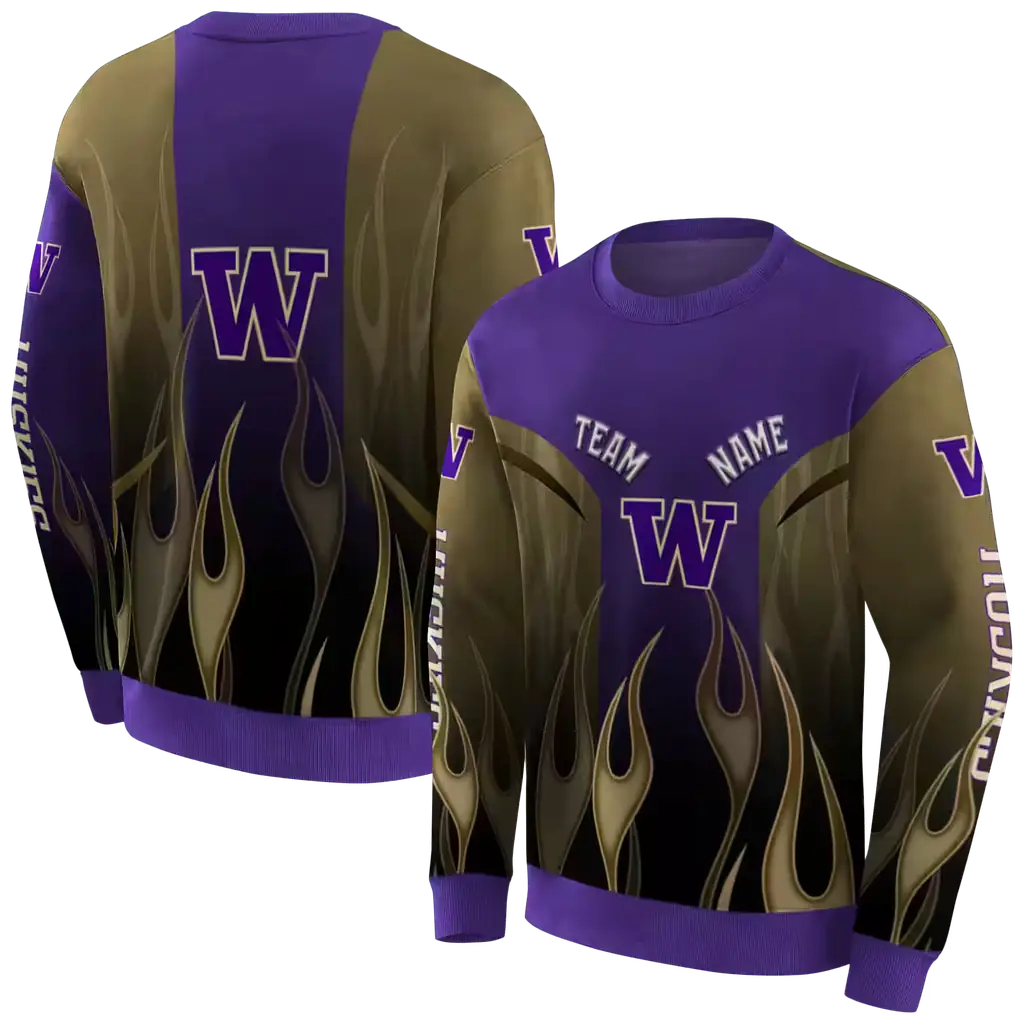 customized washington huskies flame design purple hoodie premium grade customized washington huskies flame design purple hoodie premium grade