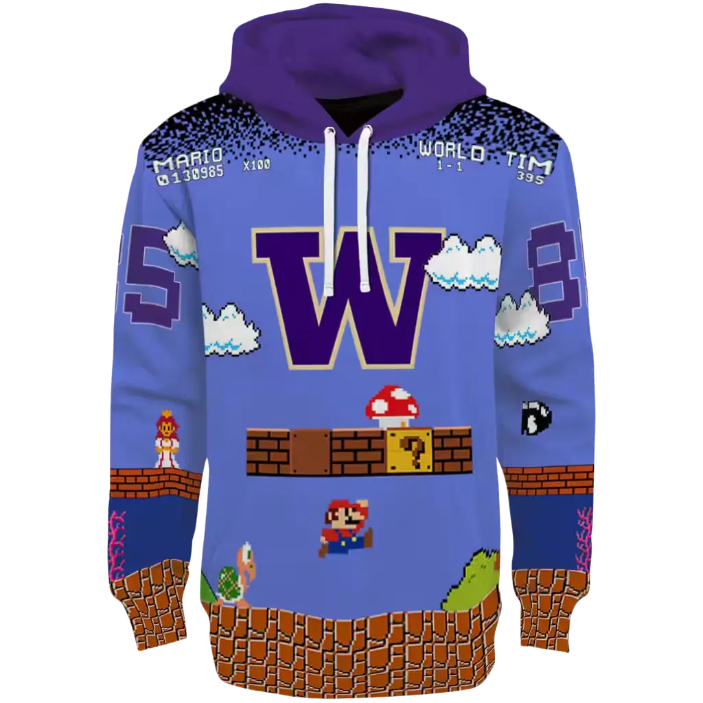customized washington huskies mario blue black hoodie best selling customized washington huskies mario blue black hoodie best selling