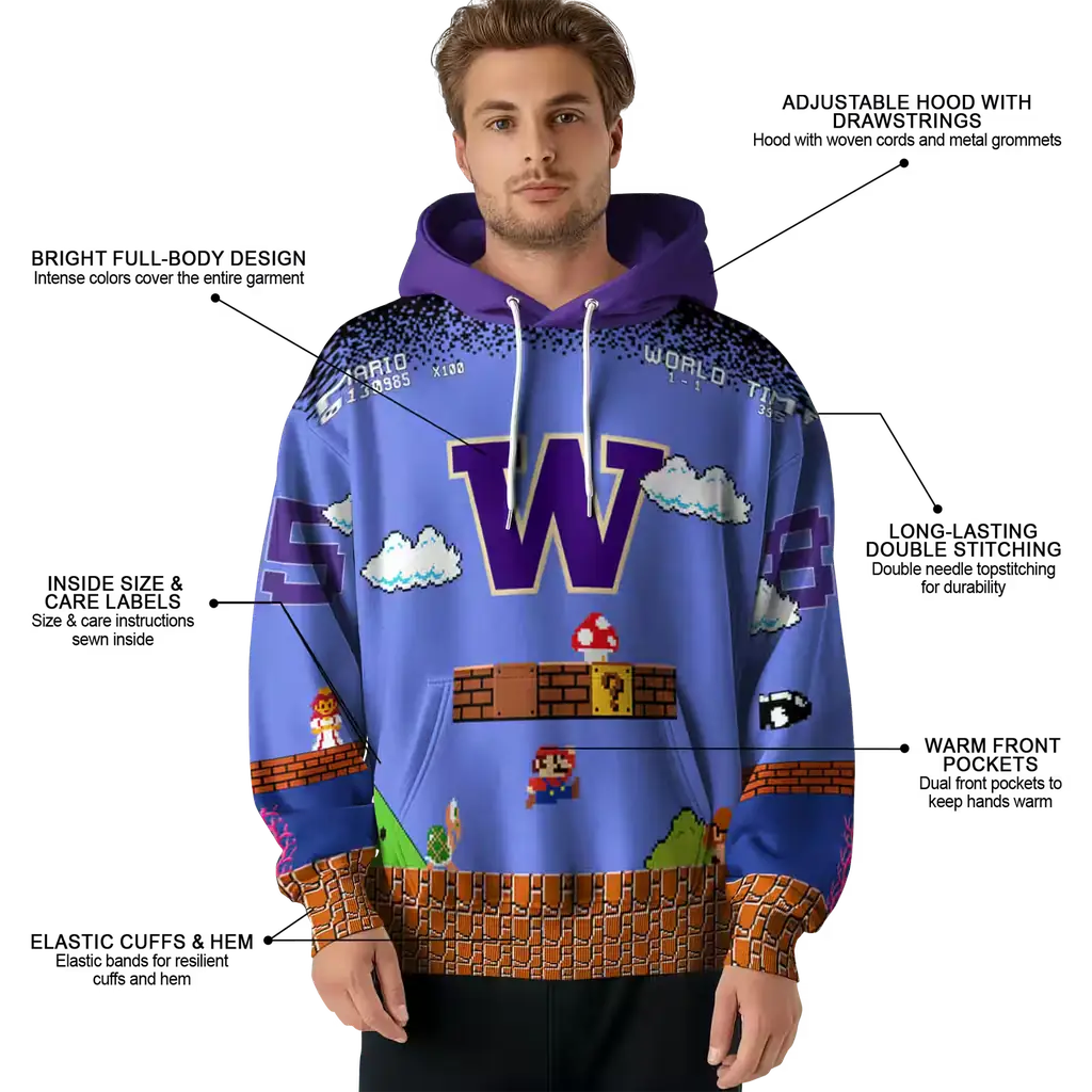 customized washington huskies mario blue black hoodie latest model customized washington huskies mario blue black hoodie latest model