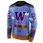customized washington huskies mario blue black hoodie best selling