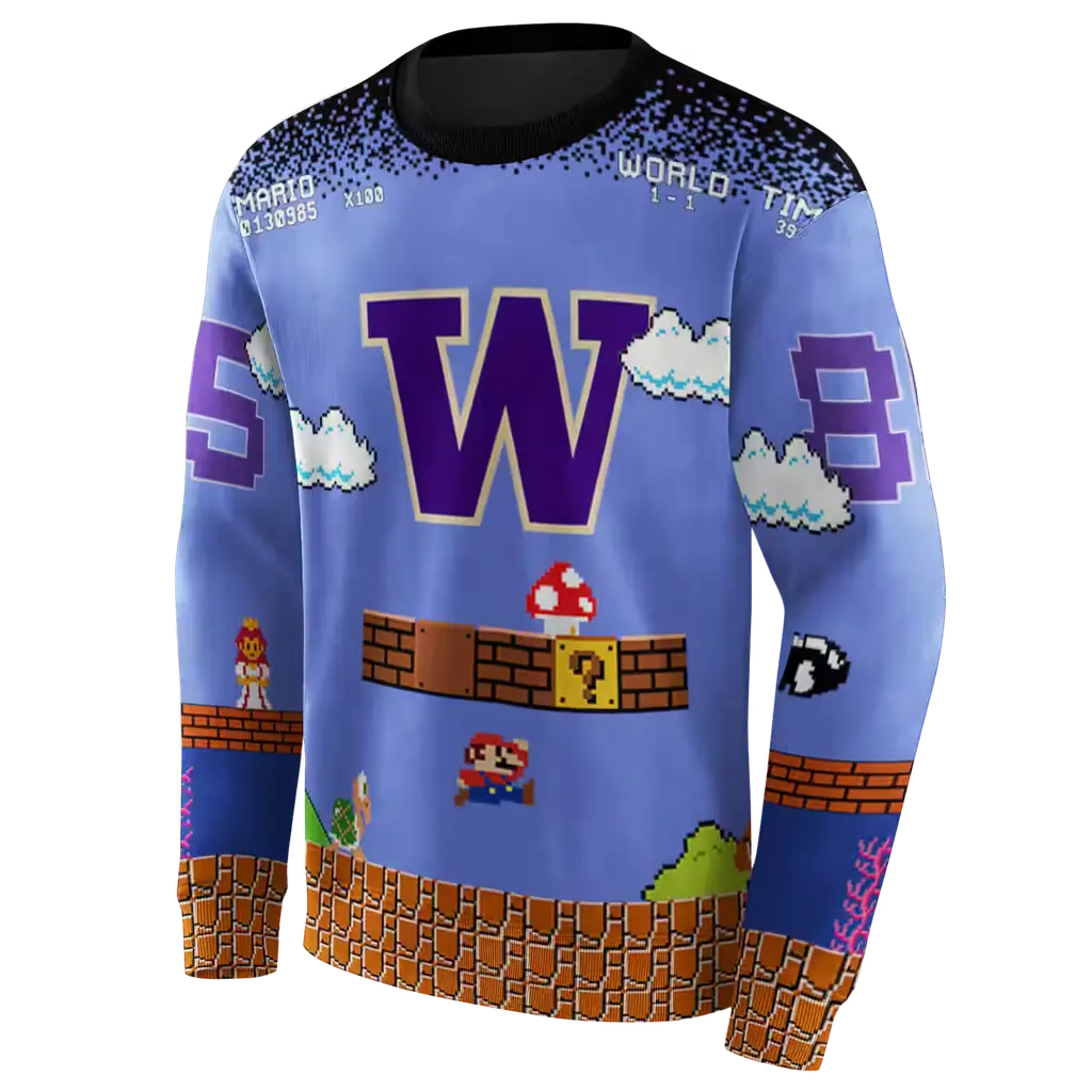 customized washington huskies mario blue black hoodie new arrival customized washington huskies mario blue black hoodie new arrival