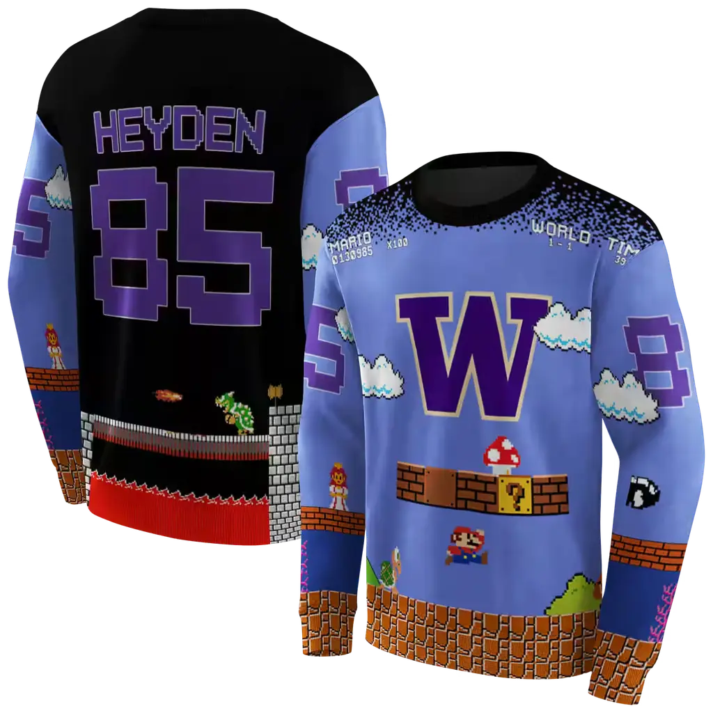 customized washington huskies mario blue black hoodie premium grade customized washington huskies mario blue black hoodie premium grade