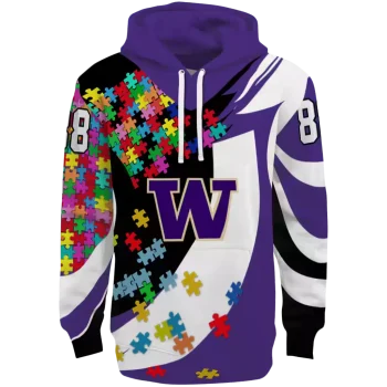customized washington huskies puzzle pieces purple hoodie best selling