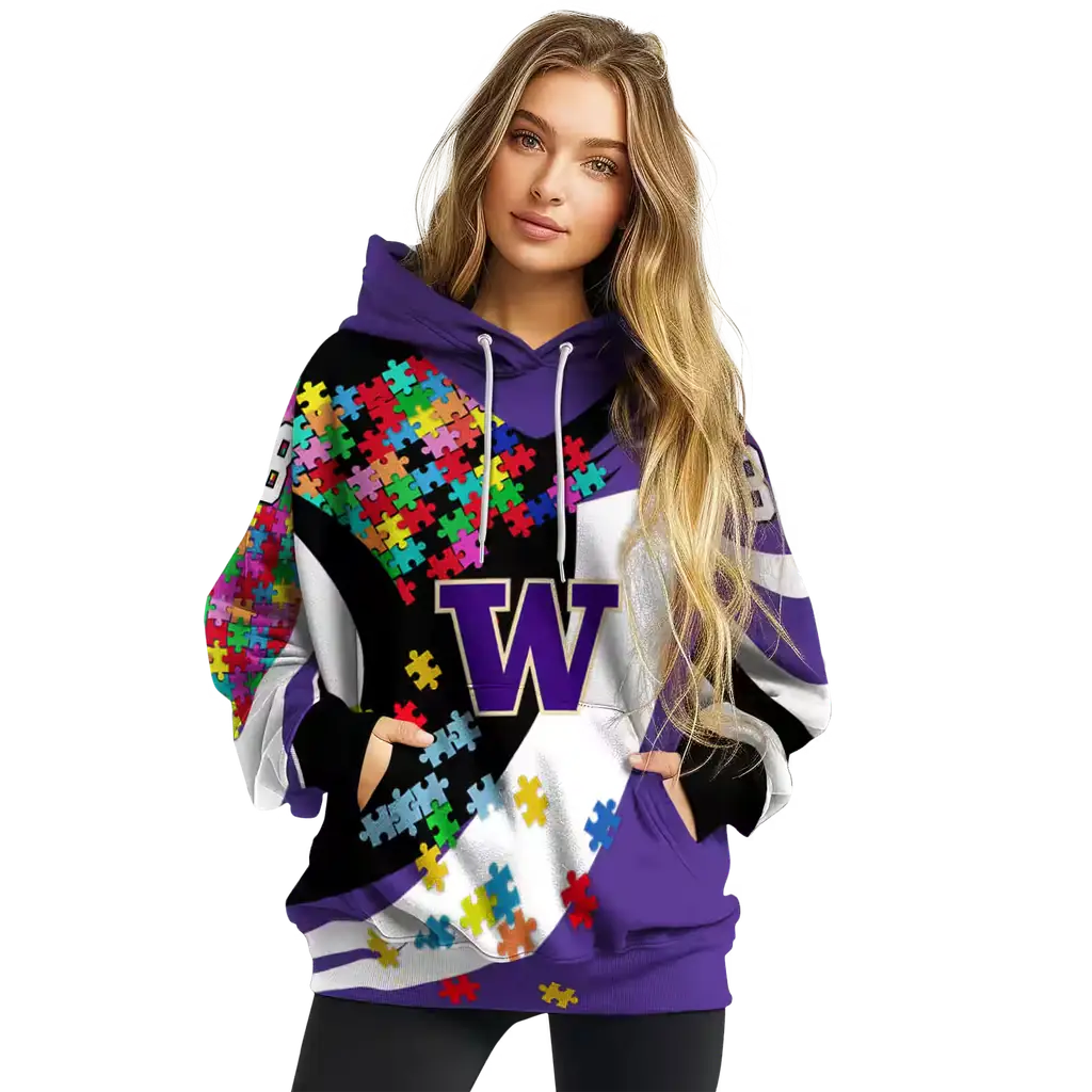 customized washington huskies puzzle pieces purple hoodie high quality customized washington huskies puzzle pieces purple hoodie high quality