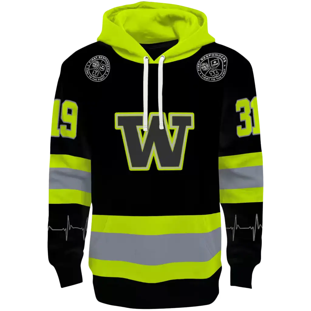 customized washington huskies safety motif black neon green hoodie best selling customized washington huskies safety motif black neon green hoodie best selling