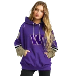 customized washington huskies striped sleeves purple hoodie best selling