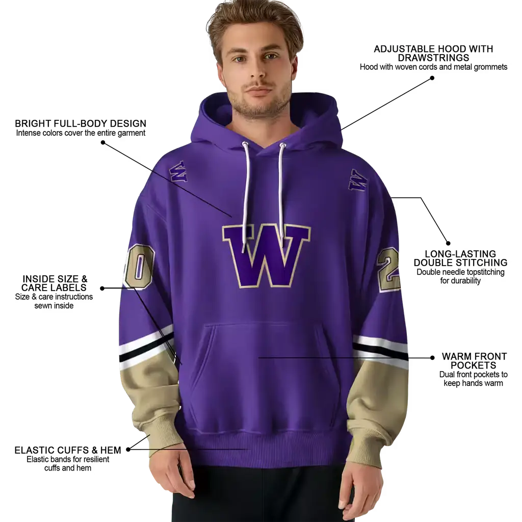 customized washington huskies striped sleeves purple hoodie latest model customized washington huskies striped sleeves purple hoodie latest model