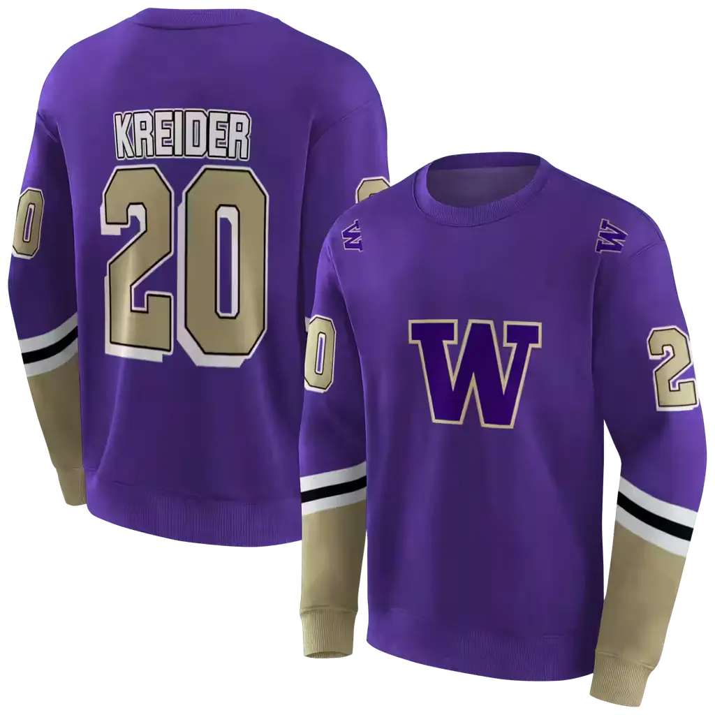 customized washington huskies striped sleeves purple hoodie premium grade customized washington huskies striped sleeves purple hoodie premium grade