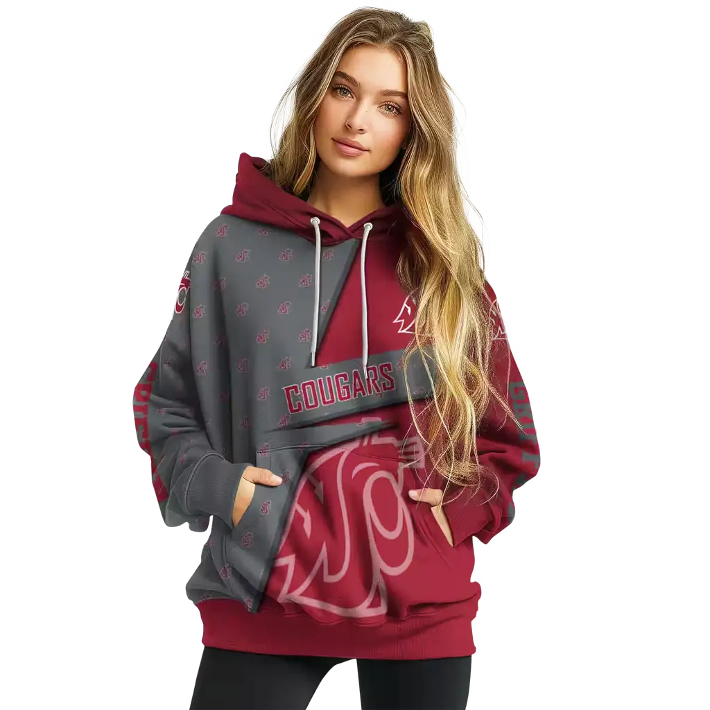 customized washington state cougars abstract shape crimson hoodie high quality customized washington state cougars abstract shape crimson hoodie high quality
