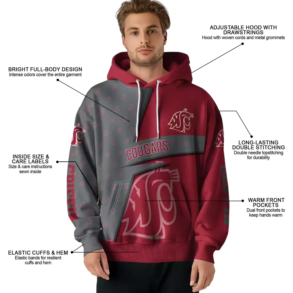 customized washington state cougars abstract shape crimson hoodie latest model customized washington state cougars abstract shape crimson hoodie latest model