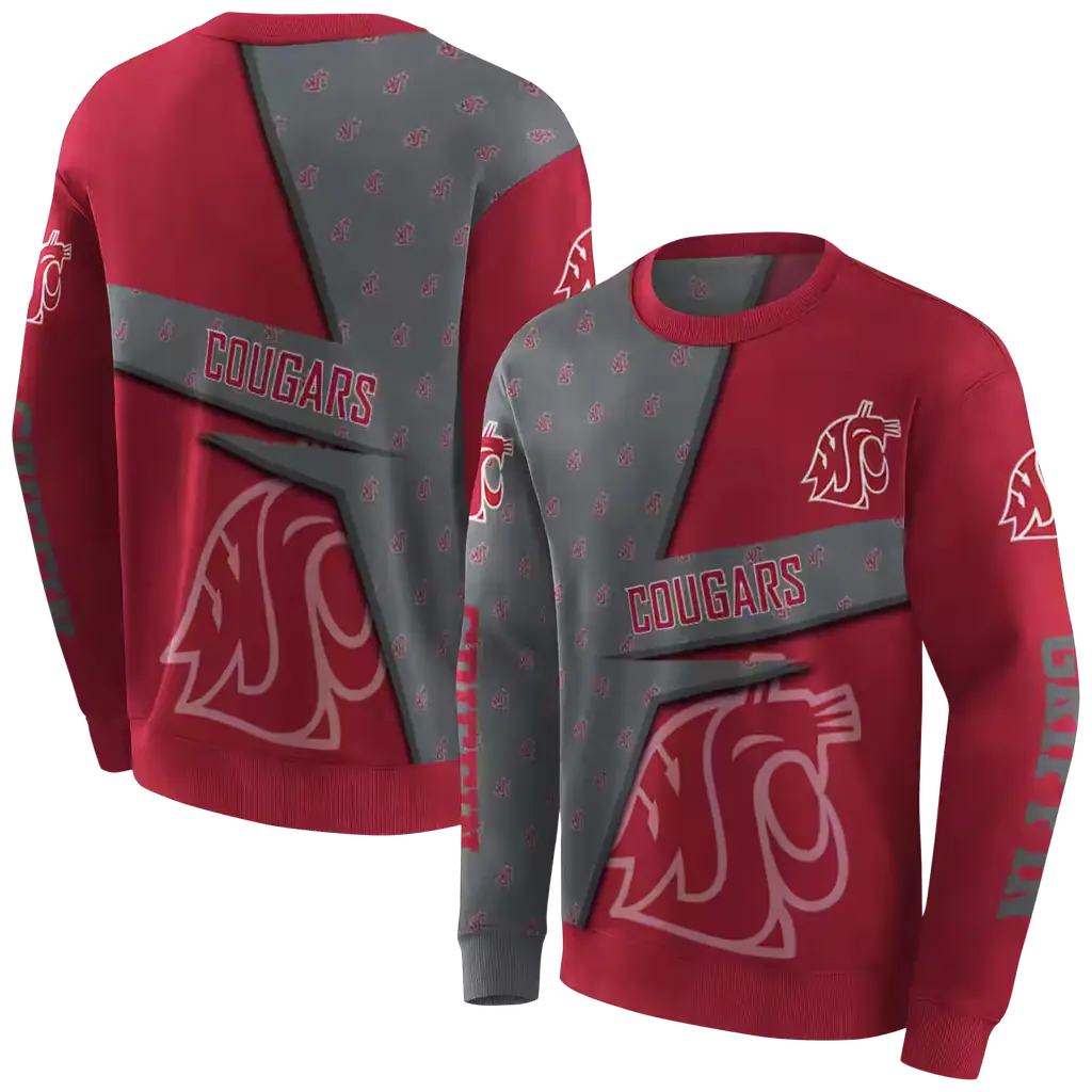 customized washington state cougars abstract shape crimson hoodie premium grade customized washington state cougars abstract shape crimson hoodie premium grade
