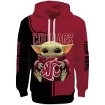 customized washington state cougars baby yoda crimson black hoodie best selling
