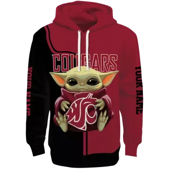 customized washington state cougars baby yoda crimson black hoodie best selling
