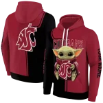 customized washington state cougars baby yoda crimson black hoodie best selling