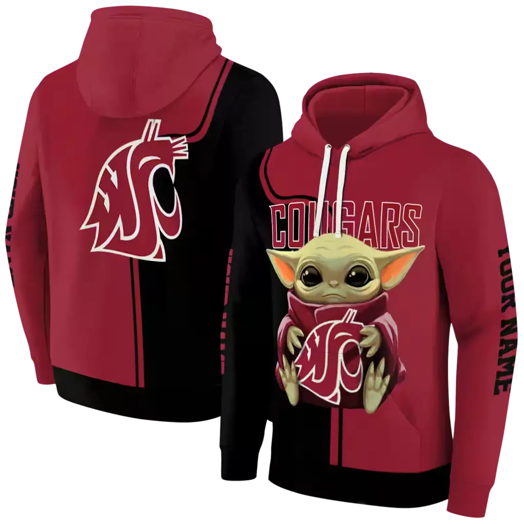 customized washington state cougars baby yoda crimson black hoodie fashion forward customized washington state cougars baby yoda crimson black hoodie fashion forward