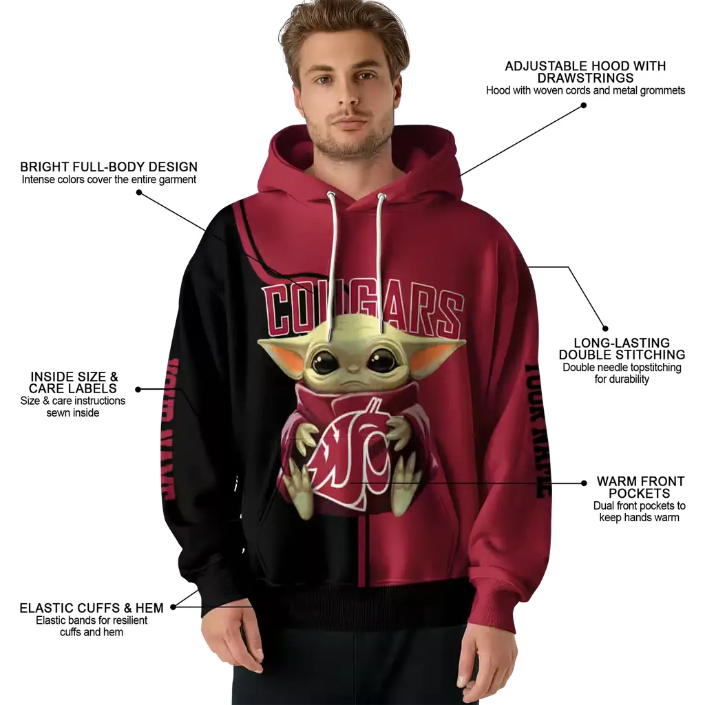 customized washington state cougars baby yoda crimson black hoodie latest model customized washington state cougars baby yoda crimson black hoodie latest model