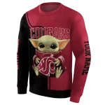 customized washington state cougars baby yoda crimson black hoodie best selling