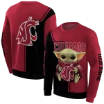customized washington state cougars baby yoda crimson black hoodie best selling
