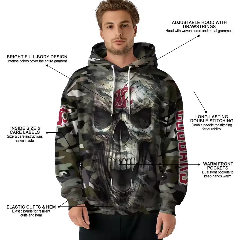 customized washington state cougars camo skull hoodie latest model customized washington state cougars camo skull hoodie latest model