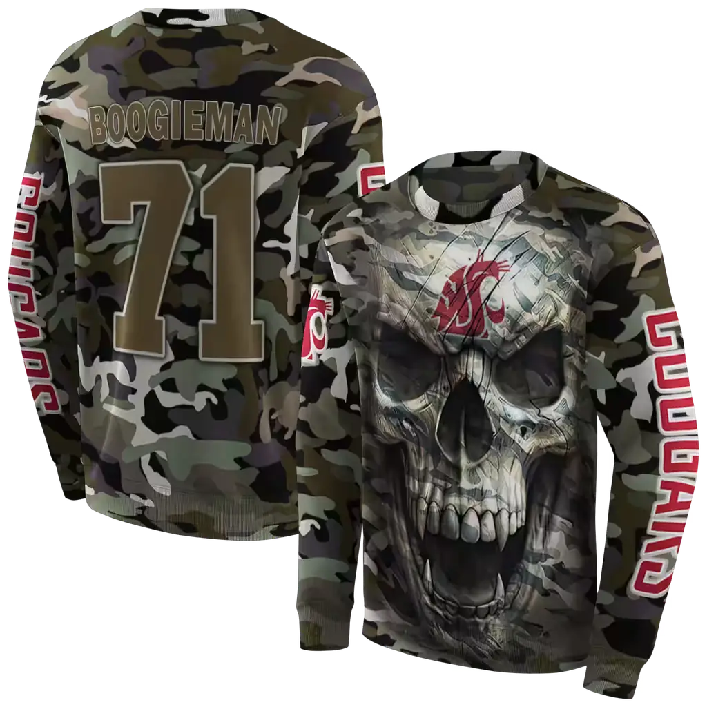 customized washington state cougars camo skull hoodie premium grade customized washington state cougars camo skull hoodie premium grade