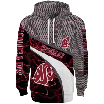 customized washington state cougars hexagonal mesh crimson black gray hoodie best selling