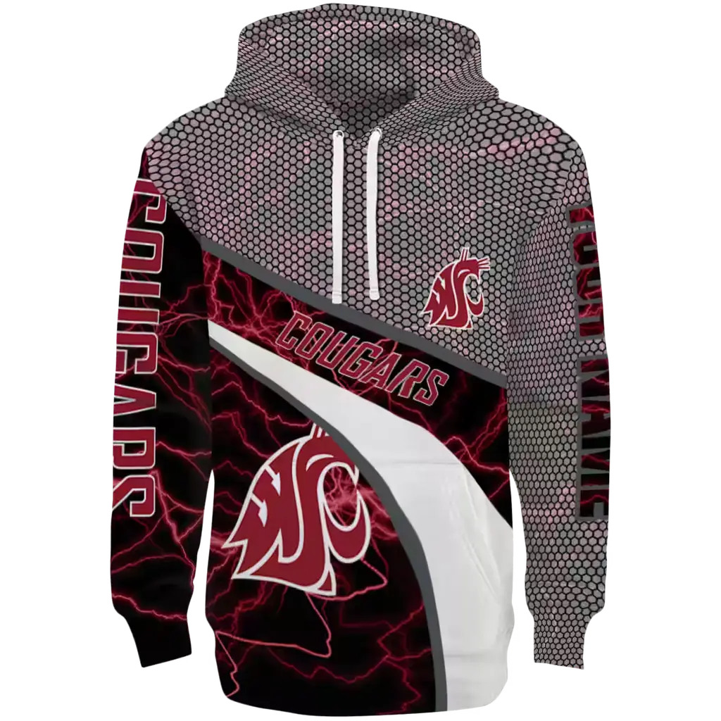 customized washington state cougars hexagonal mesh crimson black gray hoodie best selling customized washington state cougars hexagonal mesh crimson black gray hoodie best selling