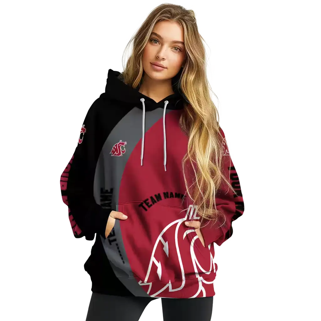customized washington state cougars minimalist design crimson black hoodie high quality customized washington state cougars minimalist design crimson black hoodie high quality