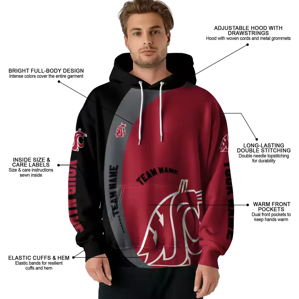 customized washington state cougars minimalist design crimson black hoodie latest model customized washington state cougars minimalist design crimson black hoodie latest model