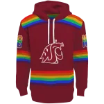 customized washington state cougars rainbow stripes crimson hoodie best selling