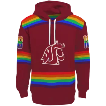 customized washington state cougars rainbow stripes crimson hoodie best selling