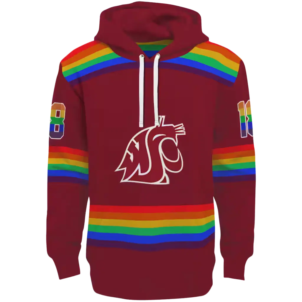 customized washington state cougars rainbow stripes crimson hoodie best selling customized washington state cougars rainbow stripes crimson hoodie best selling