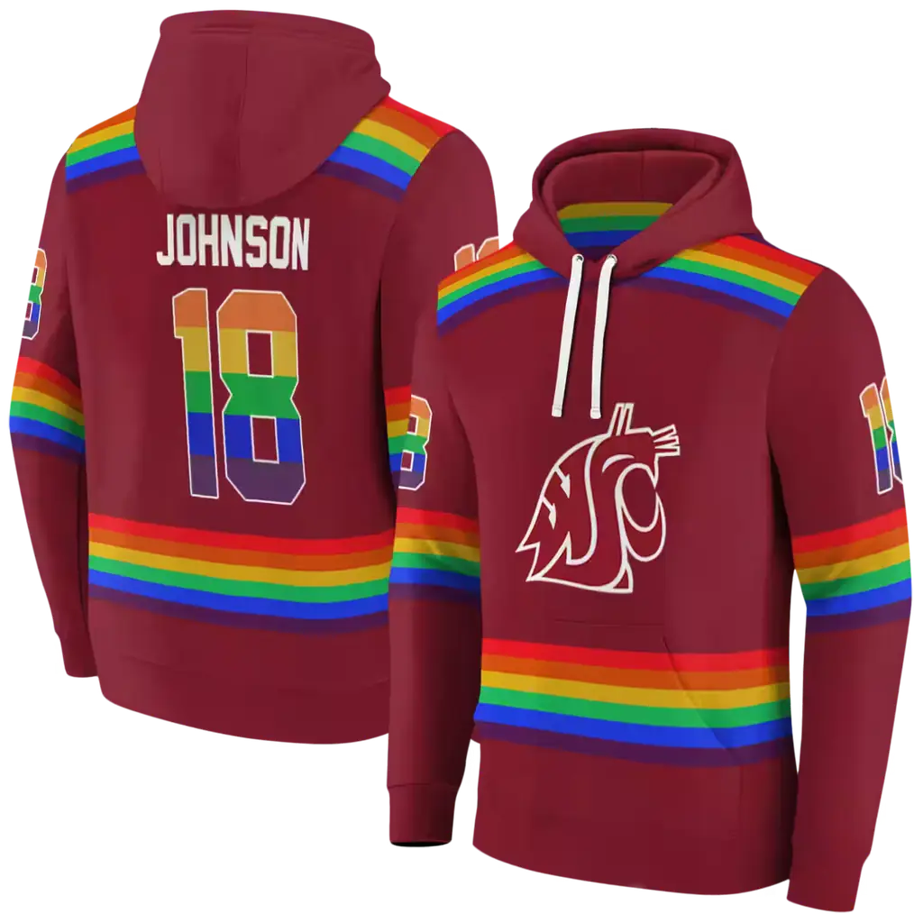 customized washington state cougars rainbow stripes crimson hoodie fashion forward customized washington state cougars rainbow stripes crimson hoodie fashion forward