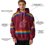customized washington state cougars rainbow stripes crimson hoodie best selling