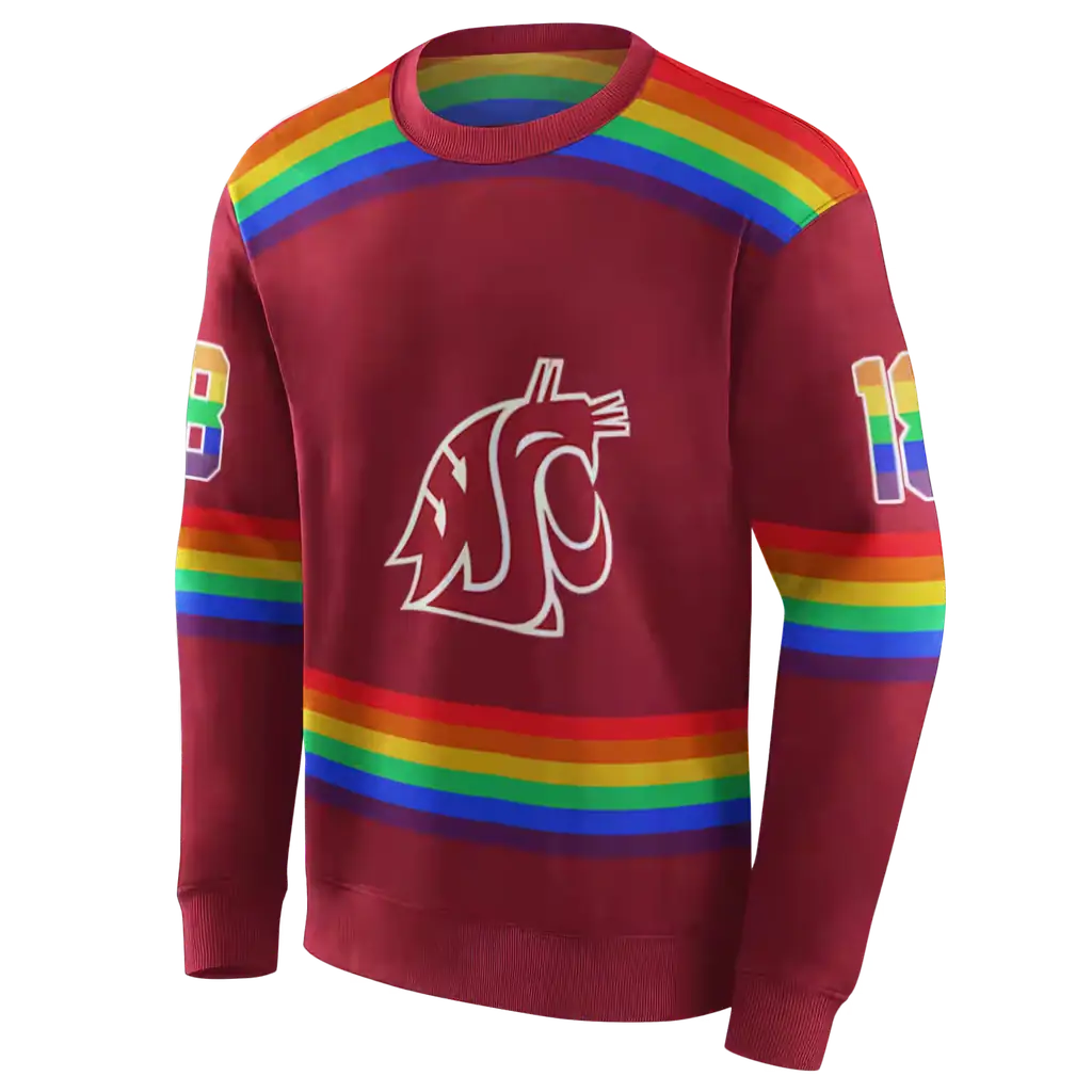 customized washington state cougars rainbow stripes crimson hoodie new arrival customized washington state cougars rainbow stripes crimson hoodie new arrival