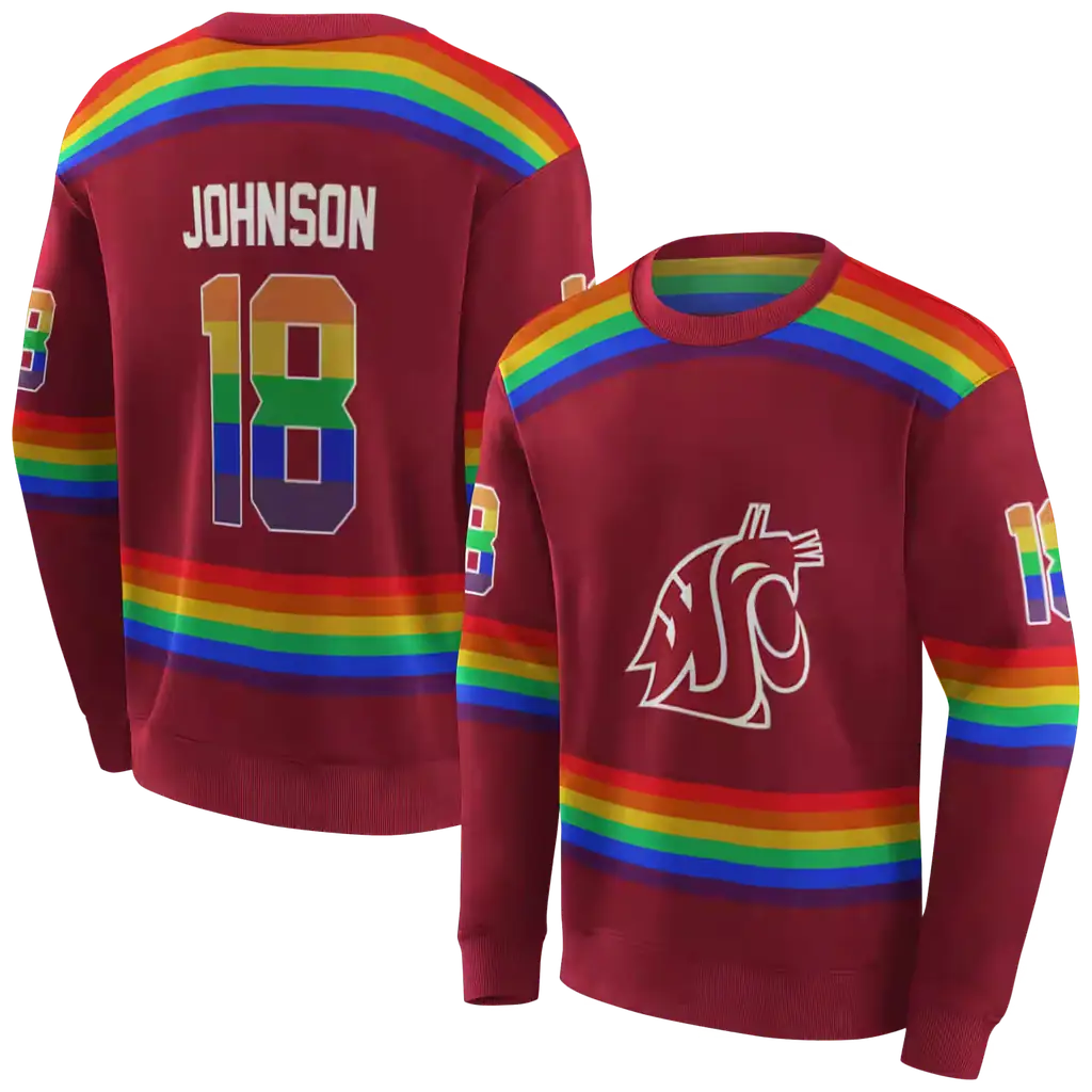 customized washington state cougars rainbow stripes crimson hoodie premium grade customized washington state cougars rainbow stripes crimson hoodie premium grade