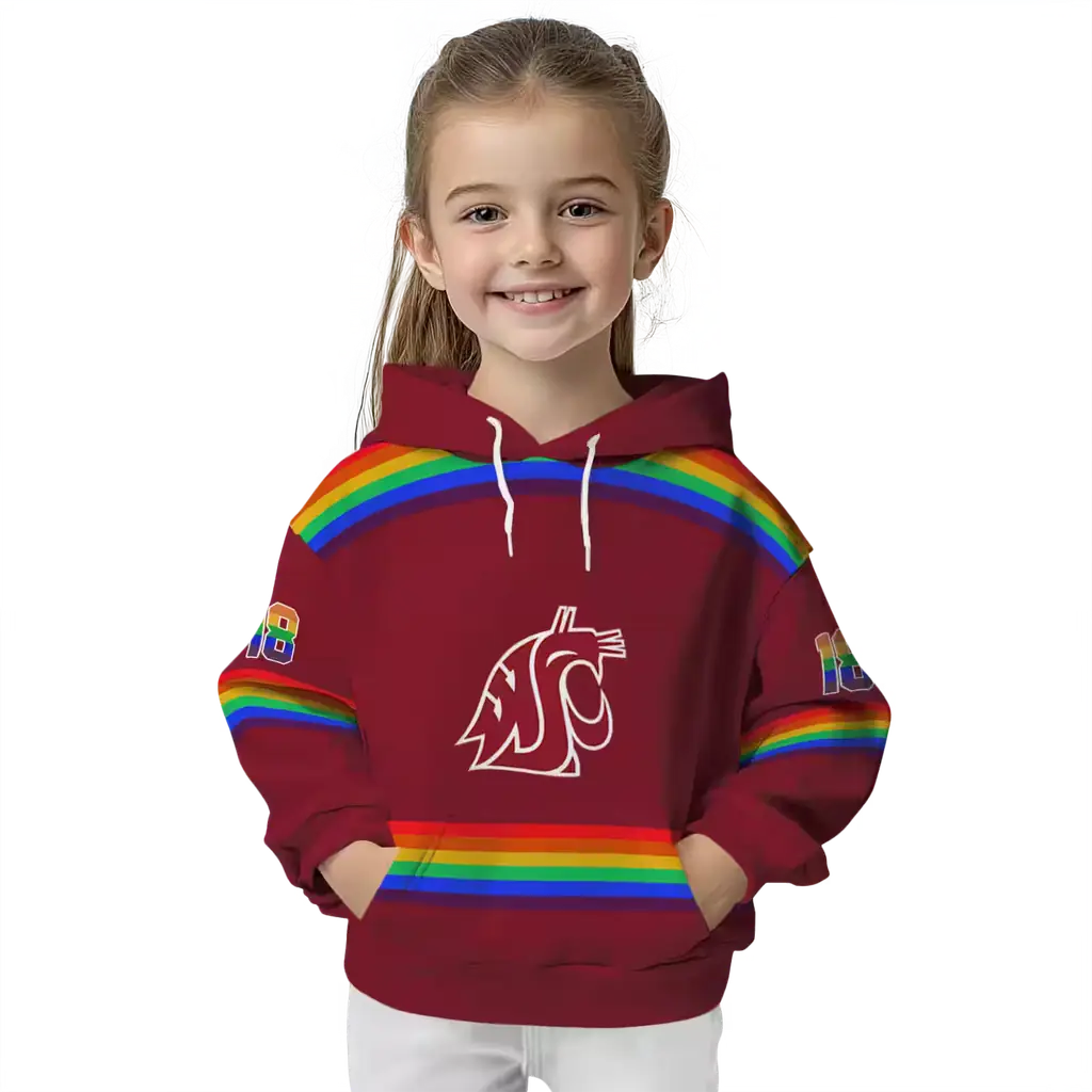 customized washington state cougars rainbow stripes crimson hoodie top rated customized washington state cougars rainbow stripes crimson hoodie top rated