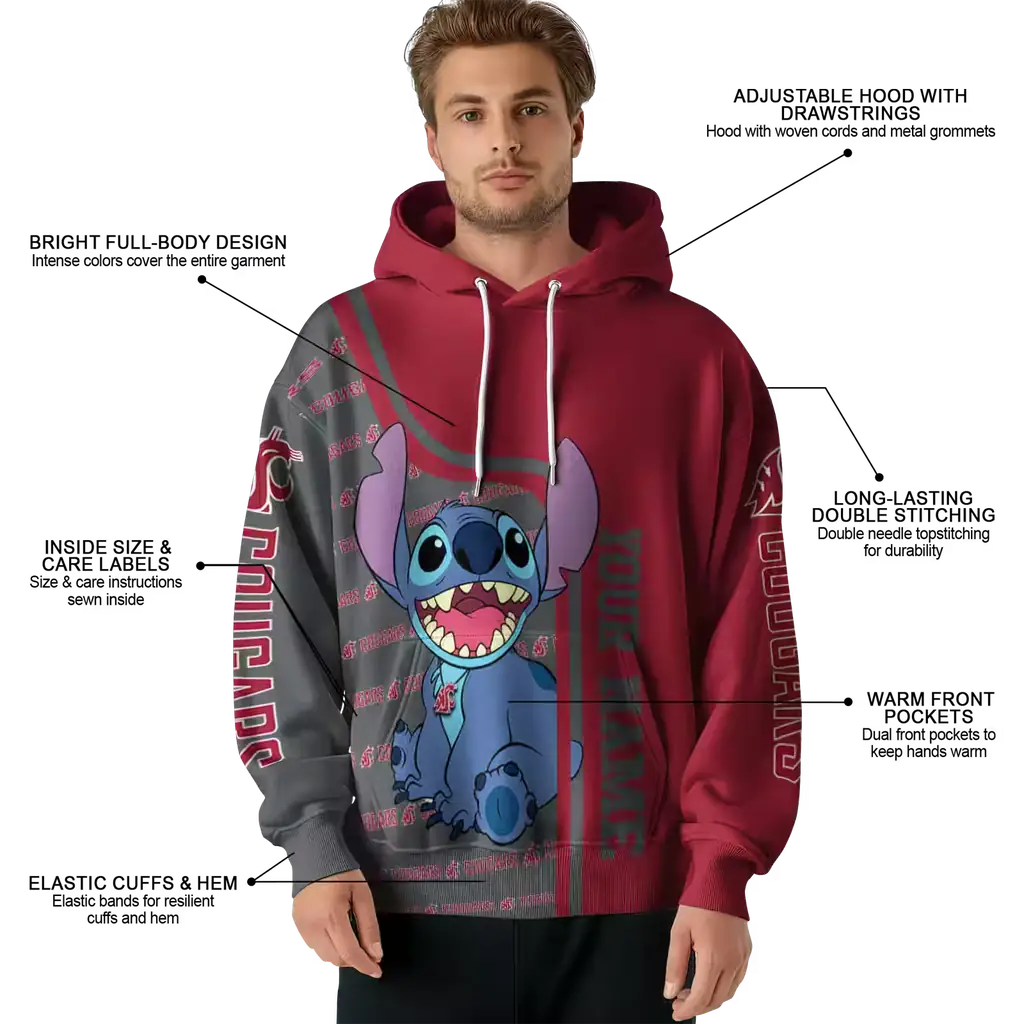 customized washington state cougars stitch crimson hoodie latest model customized washington state cougars stitch crimson hoodie latest model