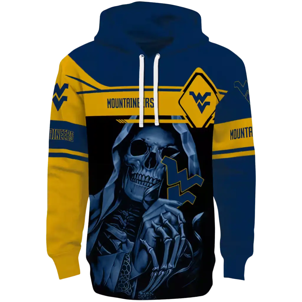 customized west virginia mountaineers grim reaper blue black hoodie best selling customized west virginia mountaineers grim reaper blue black hoodie best selling