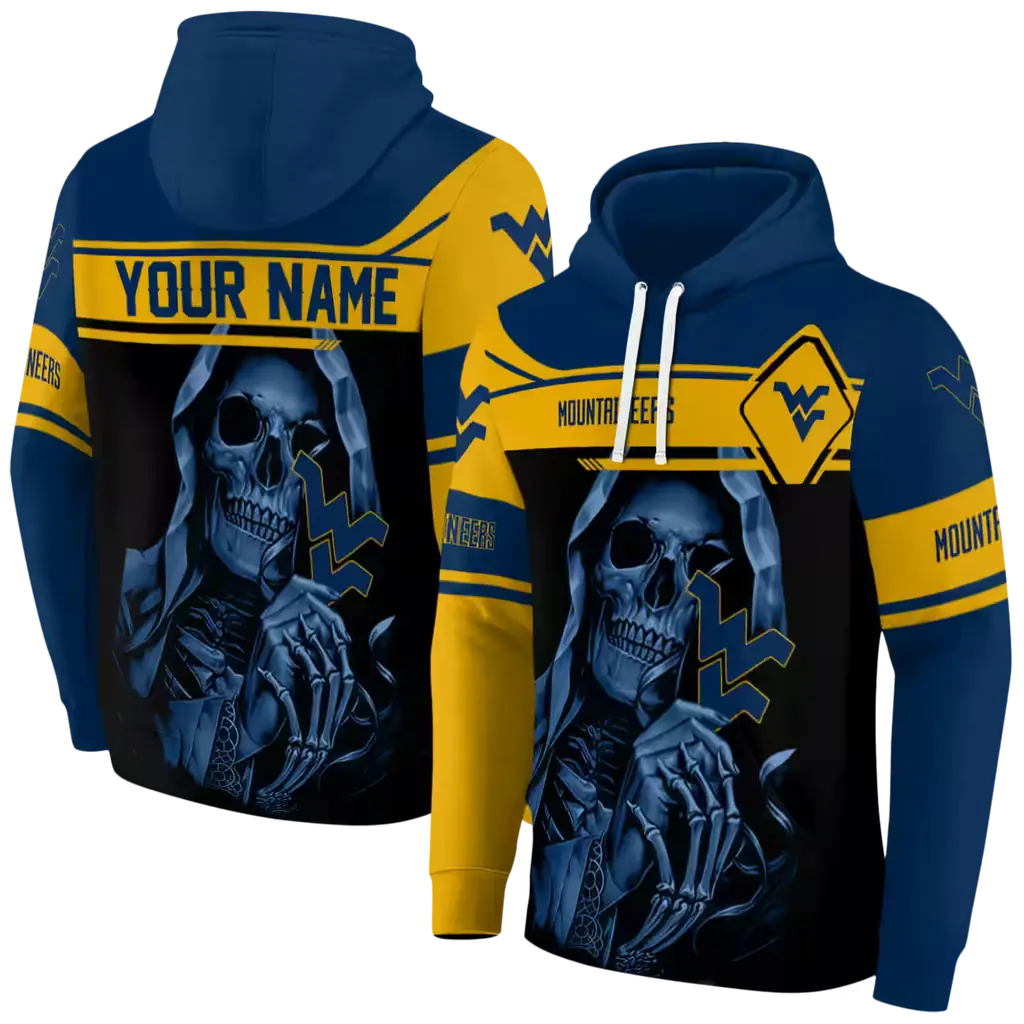 customized west virginia mountaineers grim reaper blue black hoodie fashion forward customized west virginia mountaineers grim reaper blue black hoodie fashion forward